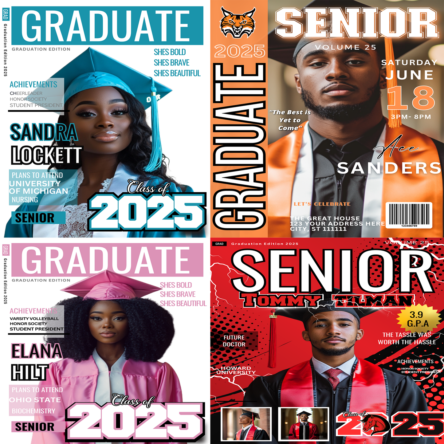 Editable Grad Magazine Cover Bundle