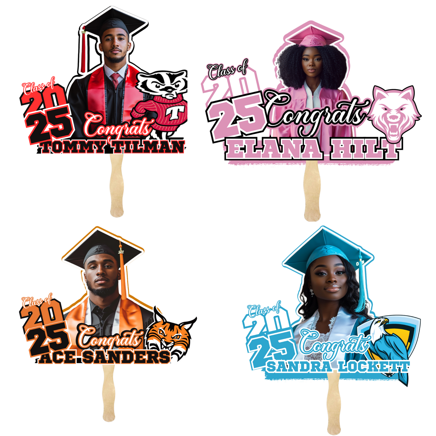 Editable 2025 Grad Fan Template Bundle