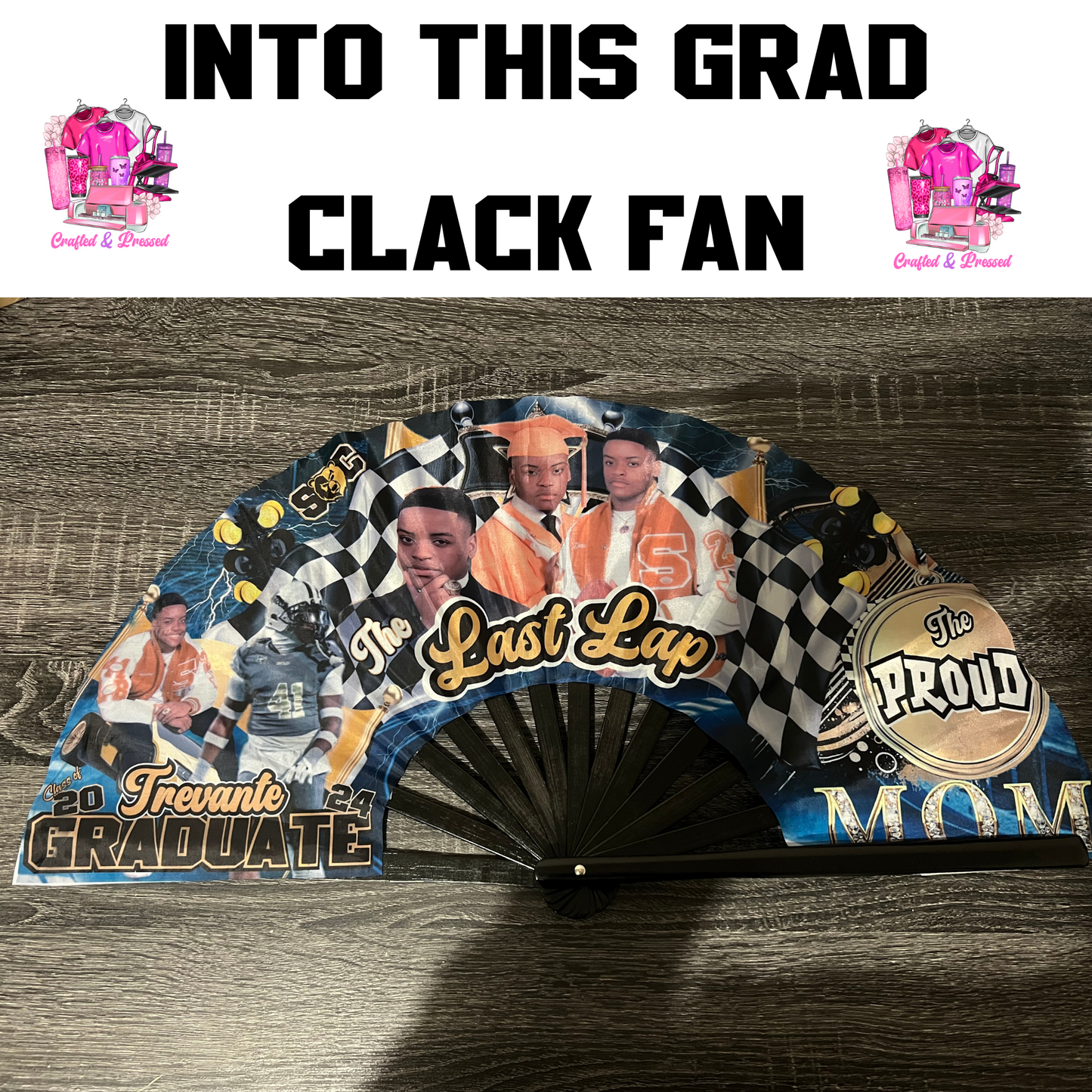 Custom Clacking Fan | Graduation Fan | Wedding & Baby Shower Party Fan | Personalized Rodeo Fan | Event Favor | Custom Party Fan