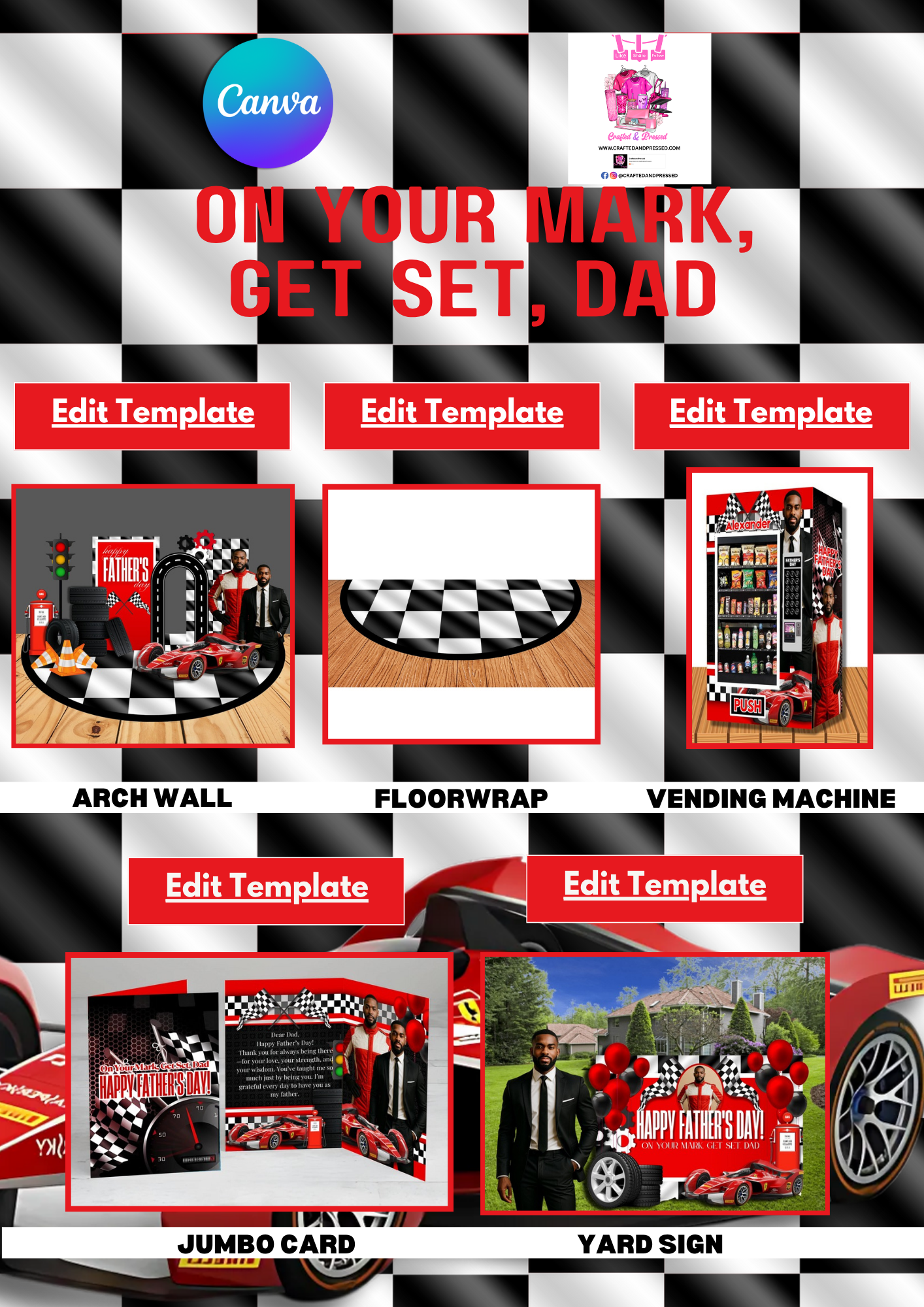 Editable Father’s Day Template Bundle – Customizable Canva Designs for T-Shirts, Mugs, and More (Digital Download)