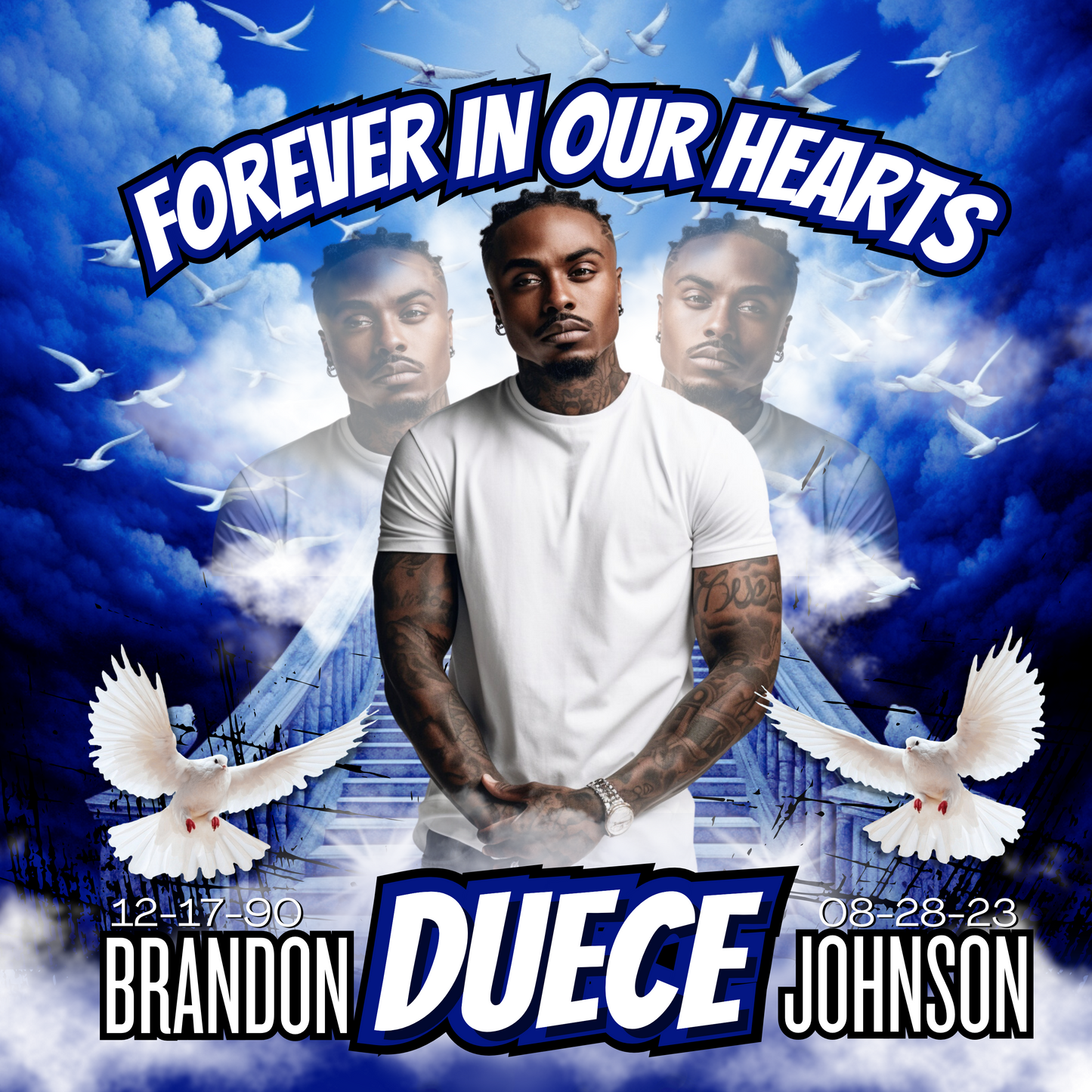Single Blue Memorial Editable Design