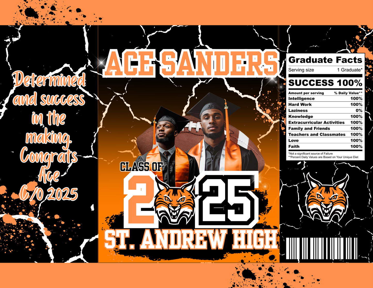 Editable 2025 ORANGE Party Favor Template Bundle