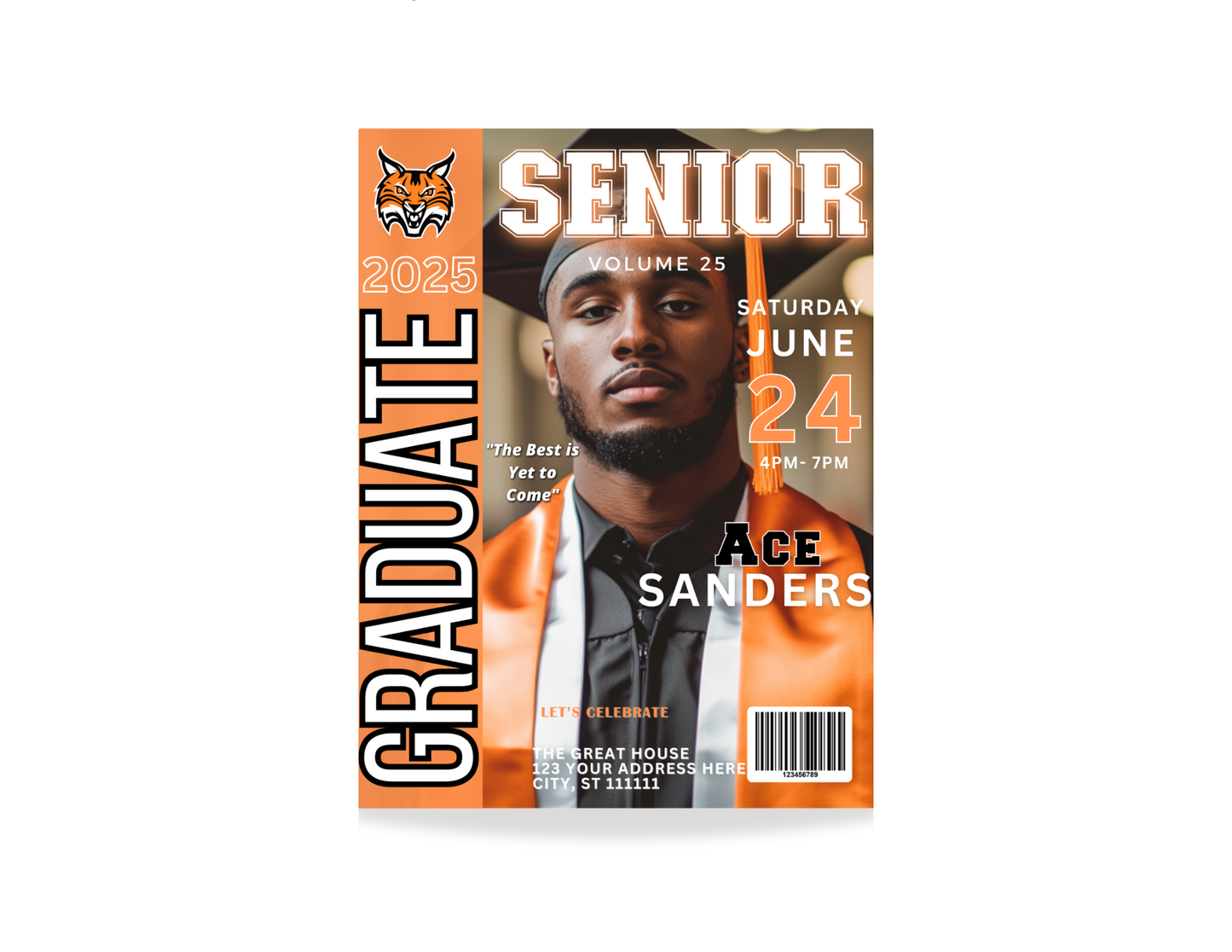 Editable 7pc  2025 Orange Grad Bundle
