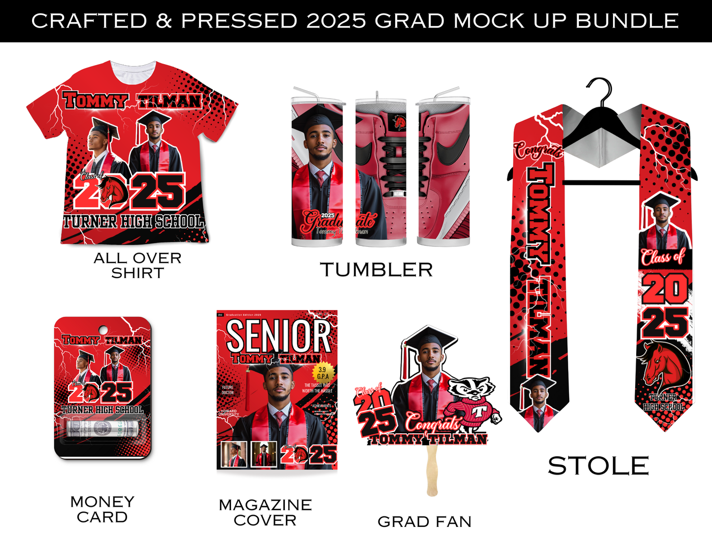 Editable 7pc  2025 Red Grad Bundle